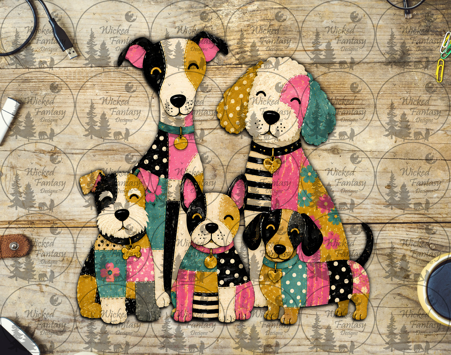 UVDTF Patchwork Dogs