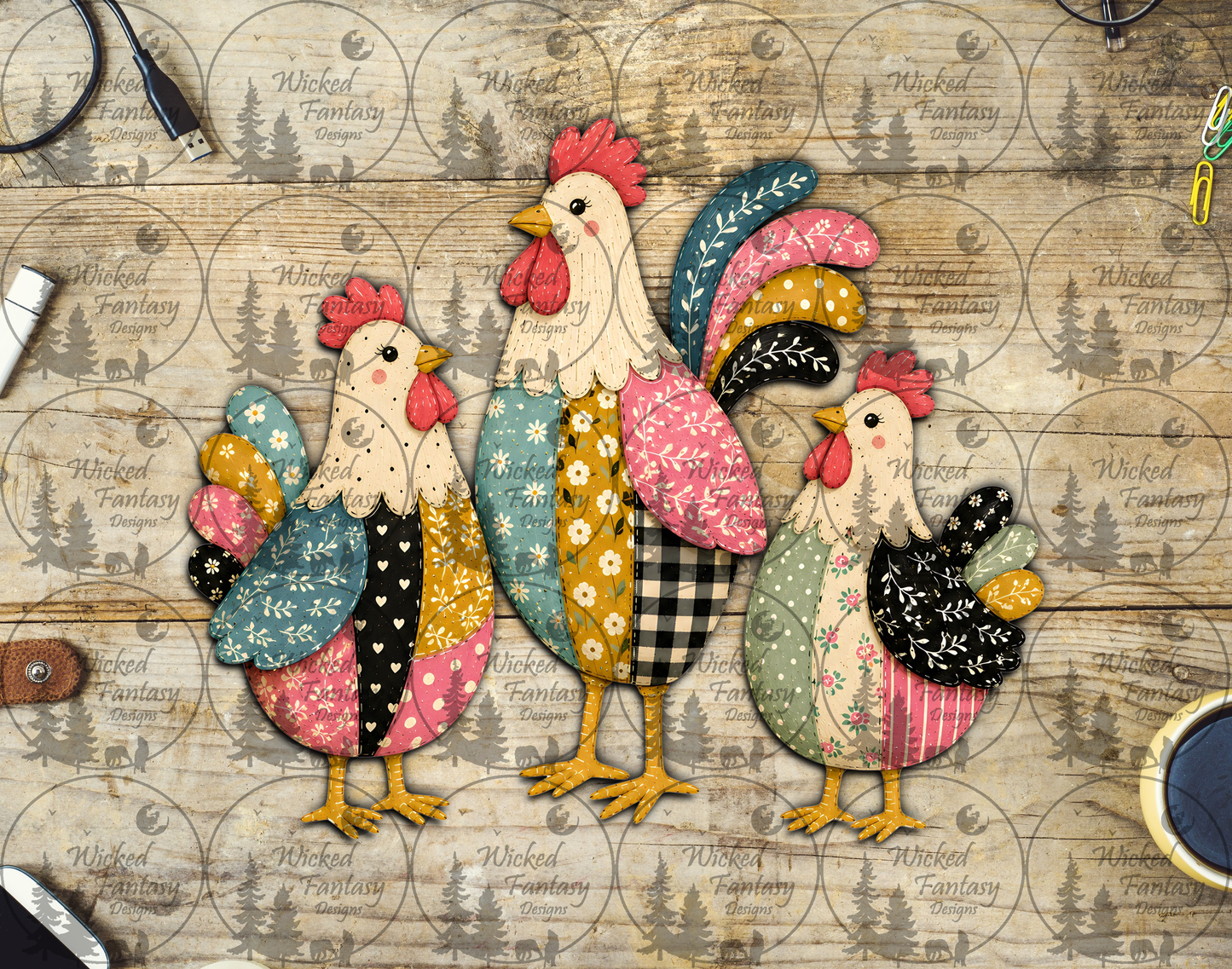 UVDTF Patchwork Chickens