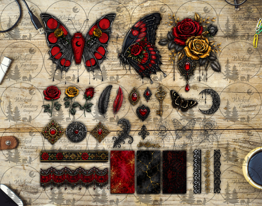 UVDTF Gothic Butterfly Multimedia Element Sheet