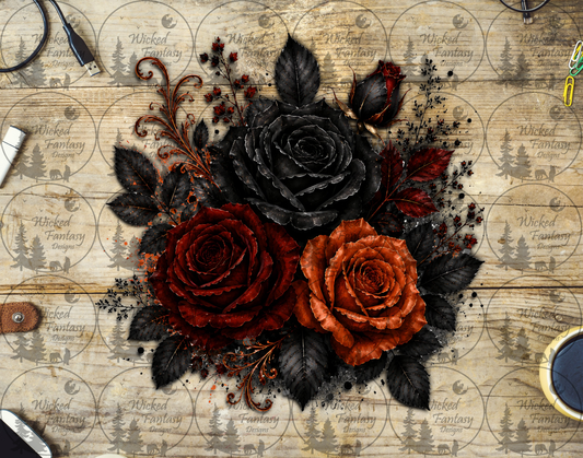 UVDTF Red and Rust Florals