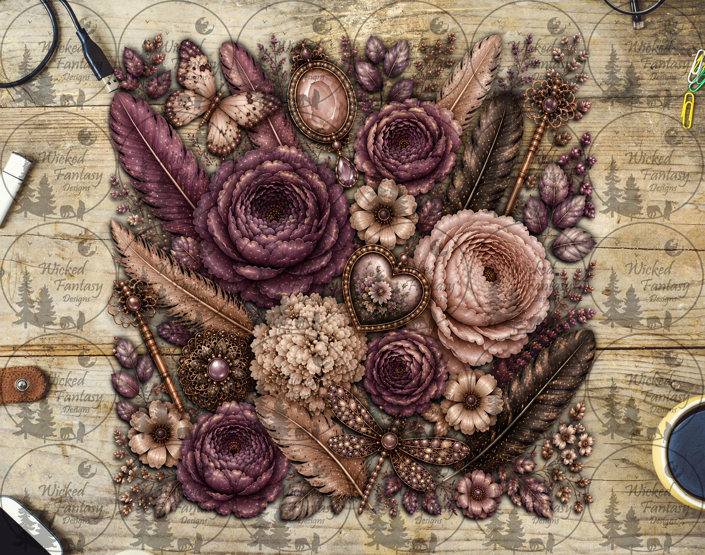 UVDTF Antique Mauve Garden Keepsakes