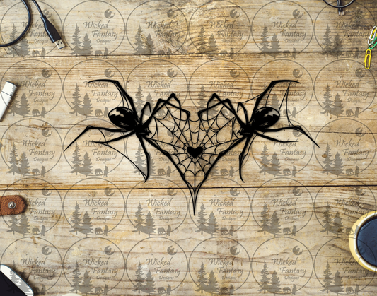 UVDTF Spiders with Heart Shaped Web