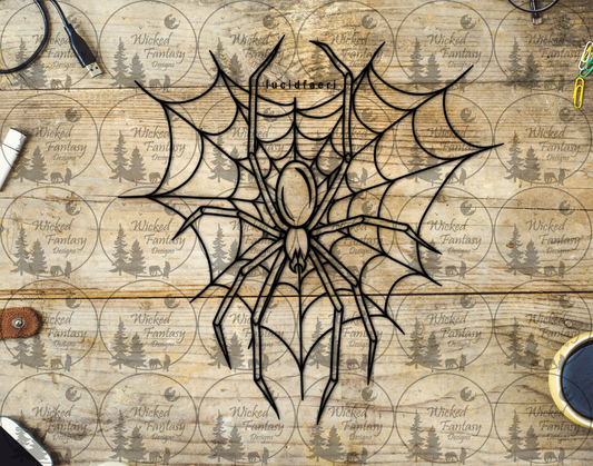 UVDTF Spider in Web Line Art