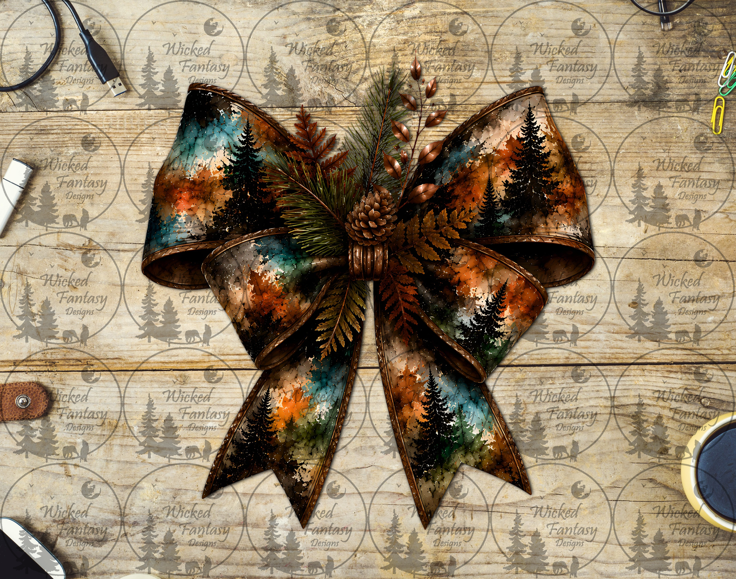 UVDTF Rust and Teal Forest Bow