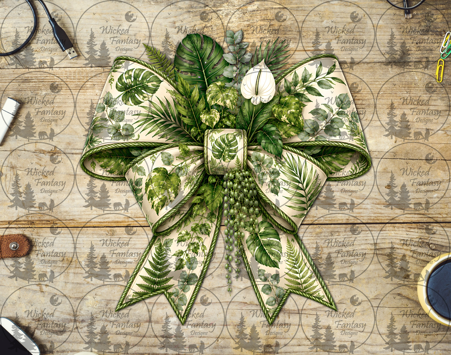 UVDTF Monstera Leaf Bow