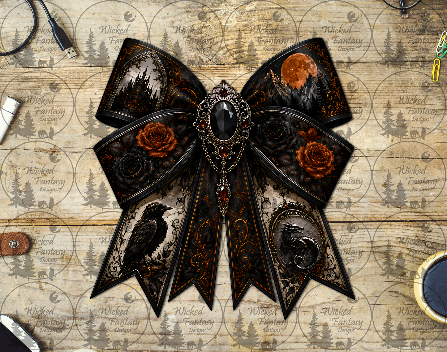 UVDTF Gothic Raven and Dragon Bow