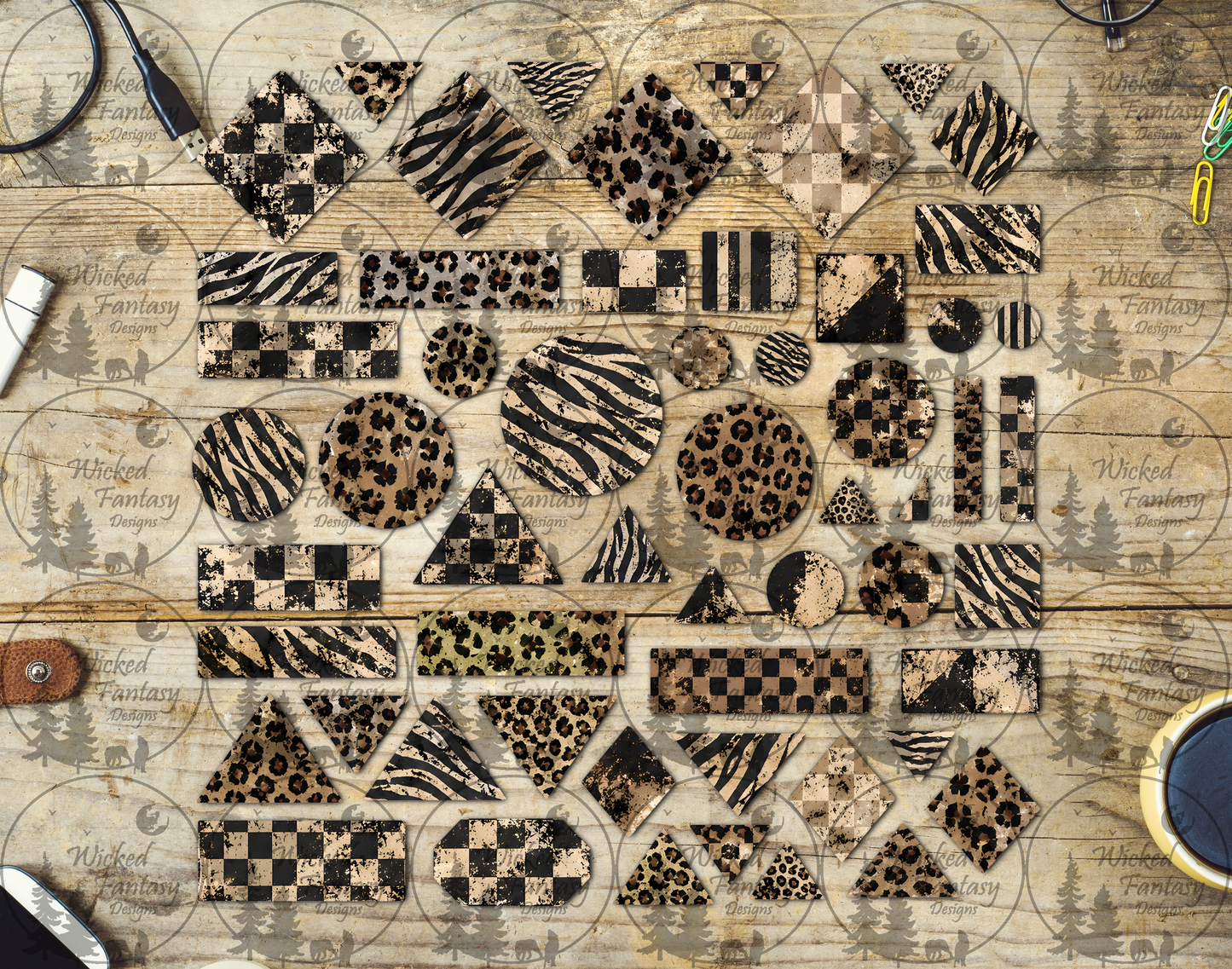 UVDTF Checkered Animal Print Filler Element Sheet