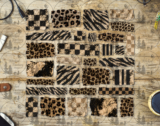 UVDTF Checkered Animal Print Ripped Pages Filler Element Sheet