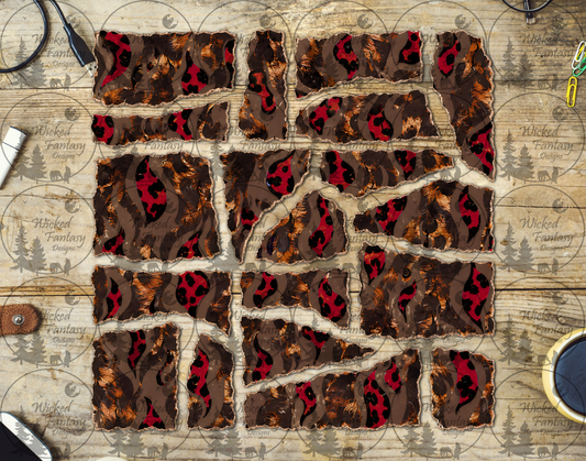UVDTF Grunge Animal Print Ripped Pages Filler Element Sheet