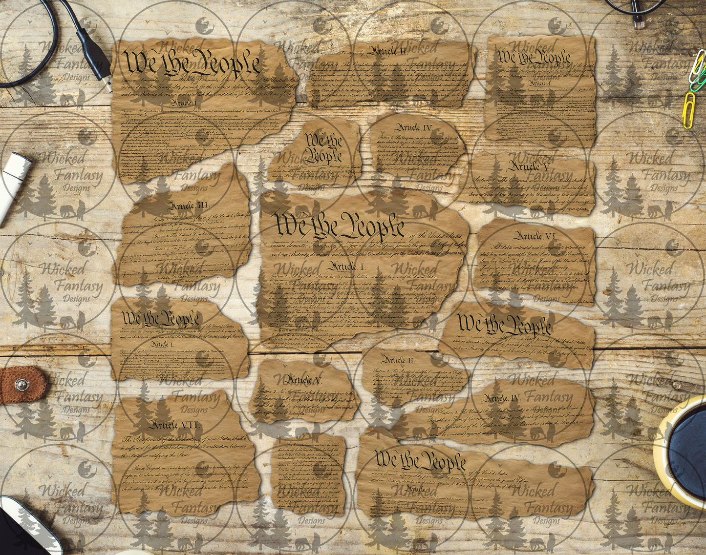UVDTF We the People Ripped Pages Filler Element Sheet
