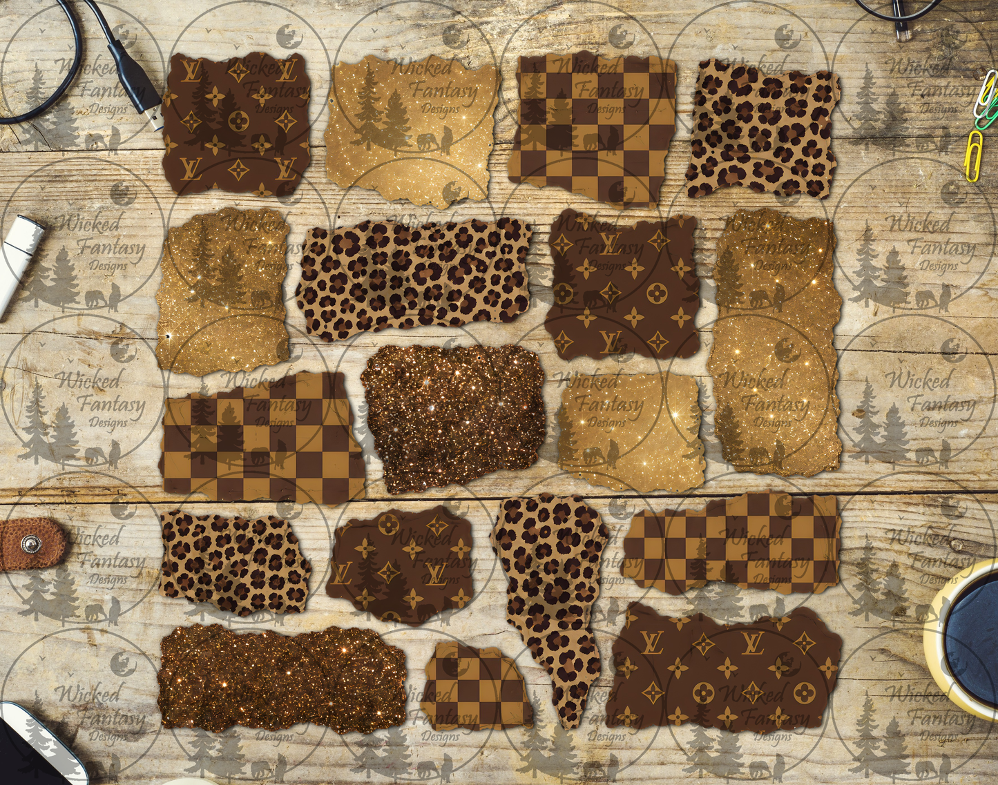 UVDTF Checkered Bougie Ripped Pages Filler Element Sheet