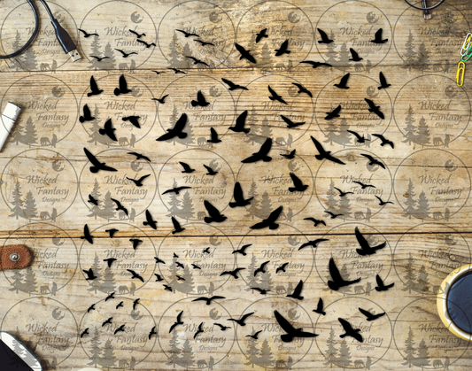 UVDTF Flying Bird Silhouettes Filler Element Sheet