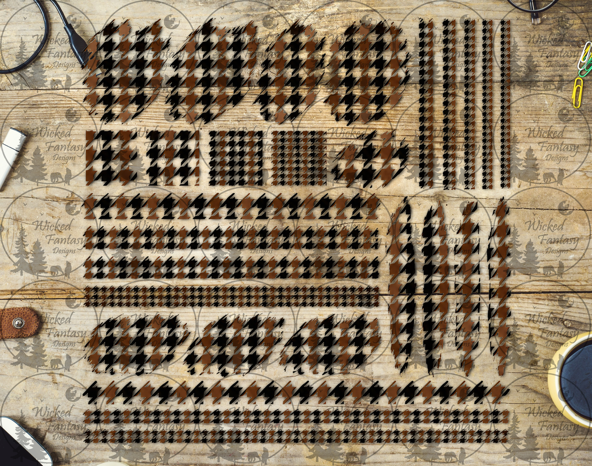 UVDTF Brown Black Houndstooth Pattern Element Sheet