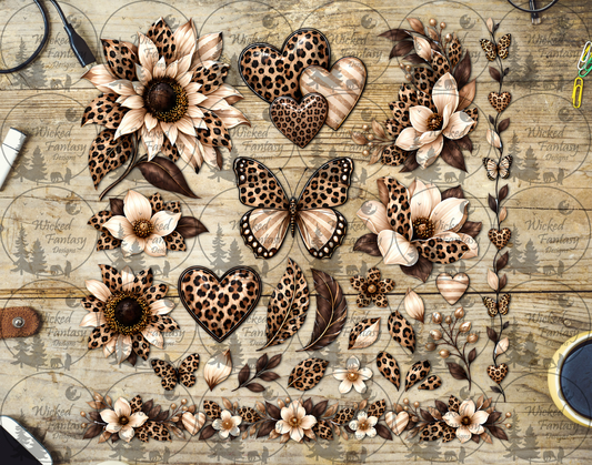 UVDTF Leopard Sunflowers and Butterfly Element Sheet