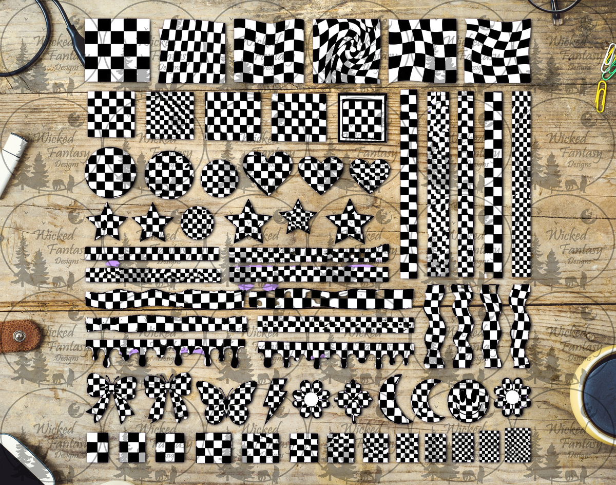 UVDTF Checkered Shapes Pattern Element Sheet