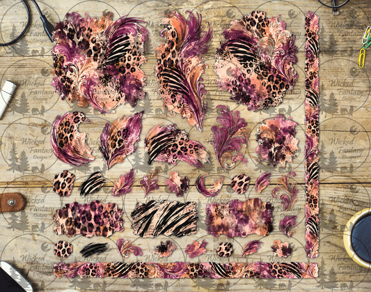 UVDTF Zebra Leopard Print Grunge  Multimedia Element Sheet