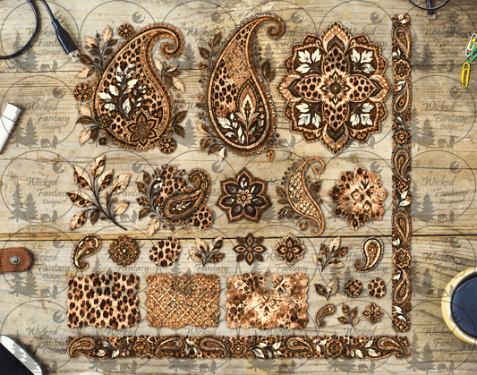 UVDTF Leopard Print Paisley  Multimedia Element Sheet
