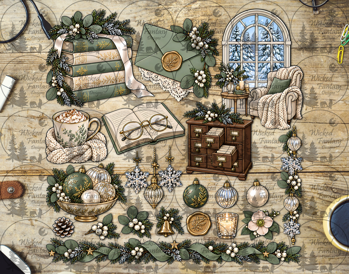 UVDTF Sage and Cream Winter Library Multimedia Element Sheet