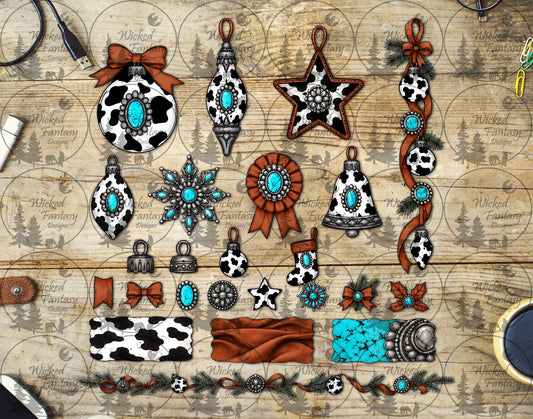 UVDTF Cow Print Christmas Ornaments Element Sheet