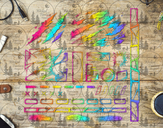 UVDTF Neon Rainbow Grunge Element Sheet