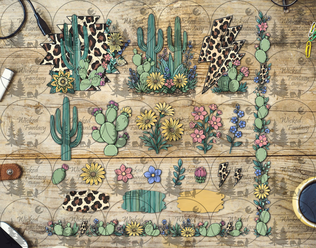 UVDTF Cactus Floral Aztec Star Element Sheet