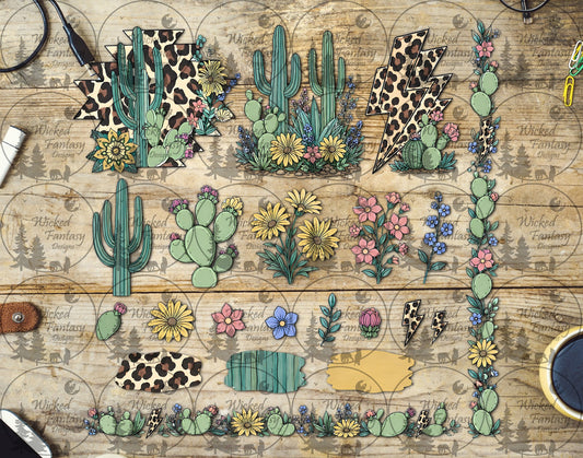 UVDTF Cactus Floral Aztec Star Element Sheet