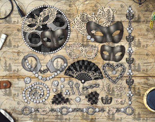 UVDTF Masks and Rhinestones Element Sheet