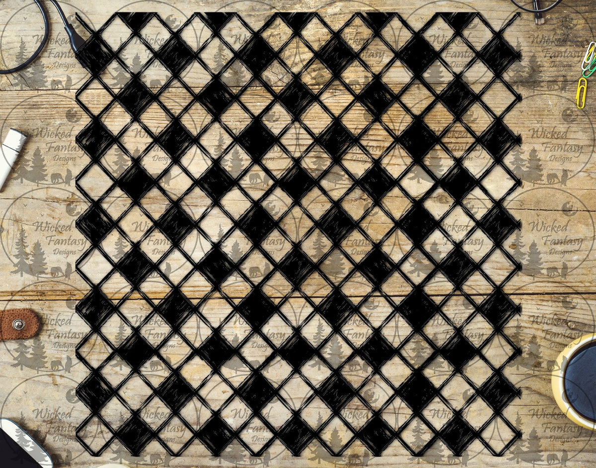 UVDTF Grunge Diamond Trellis Pattern 20oz 30oz 10"x10"