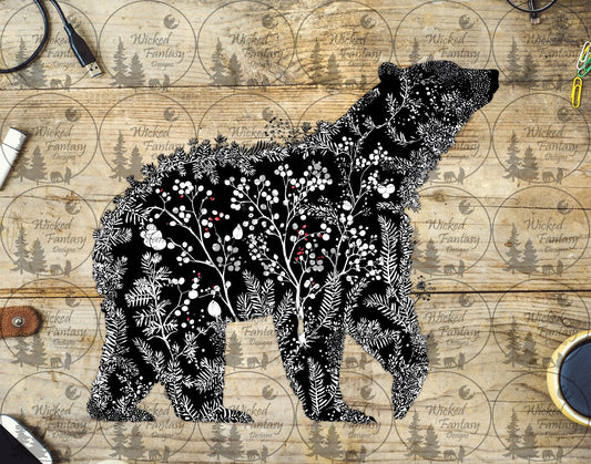 UVDTF Winter Evergreen Silhouette Bear