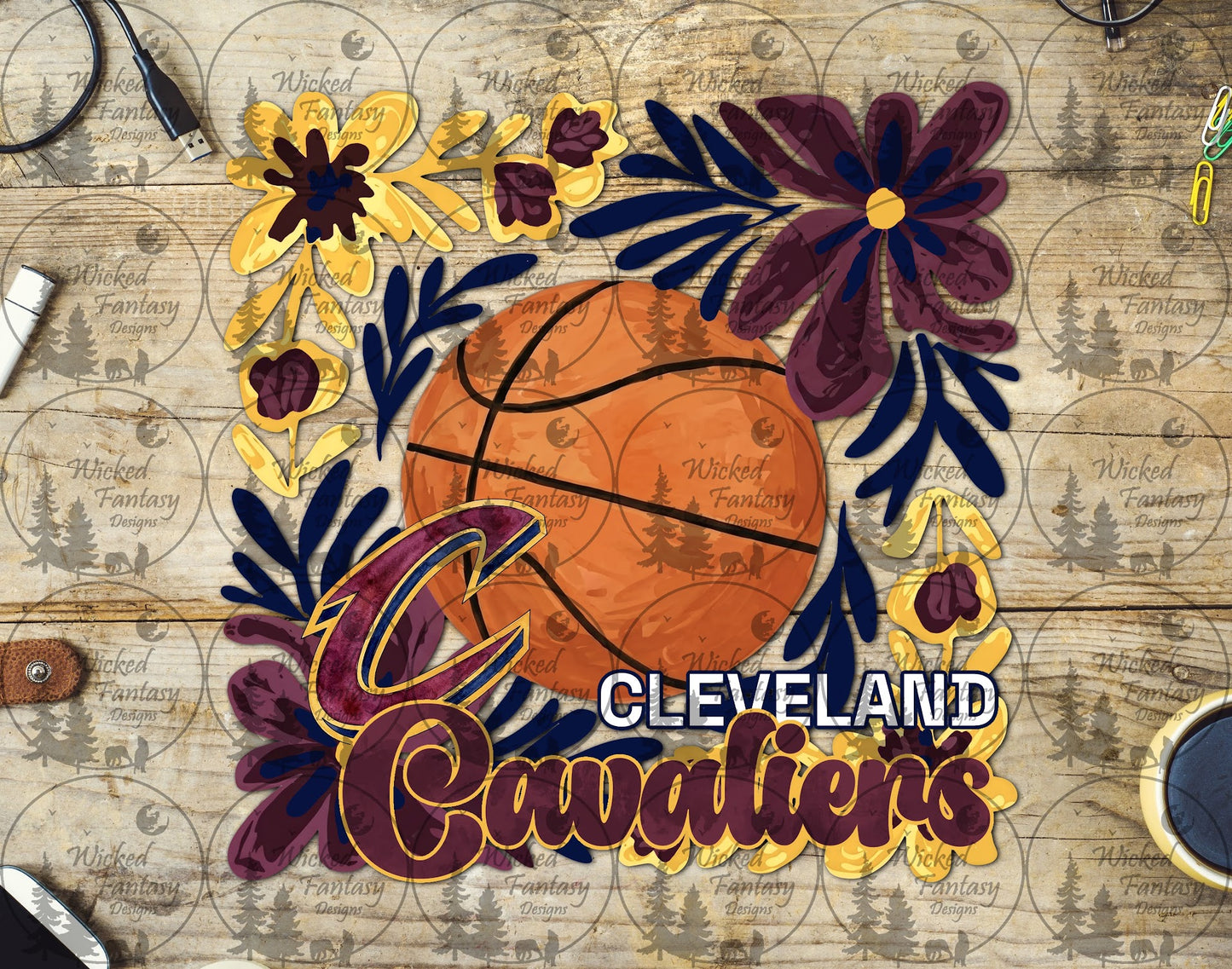 UVDTF Basketball Floral Cavaliers