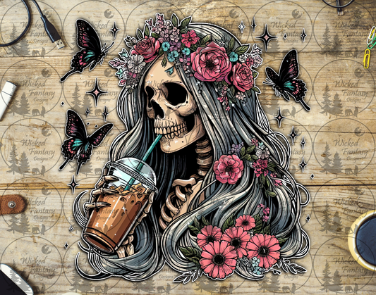 UVDTF Iced Coffee Boho Skeleton