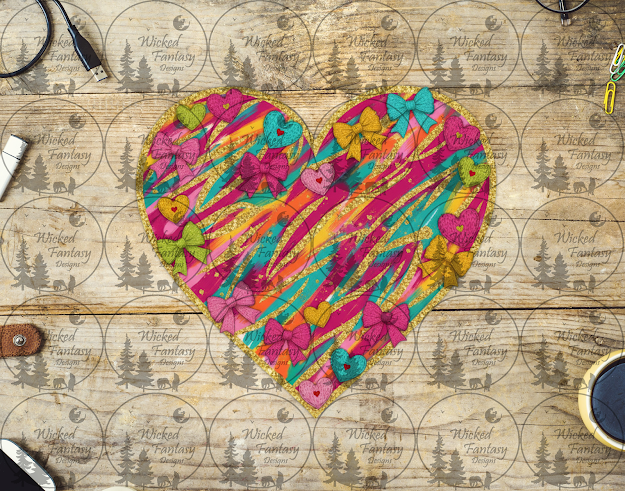 UVDTF Brush Strokes Heart with Bows