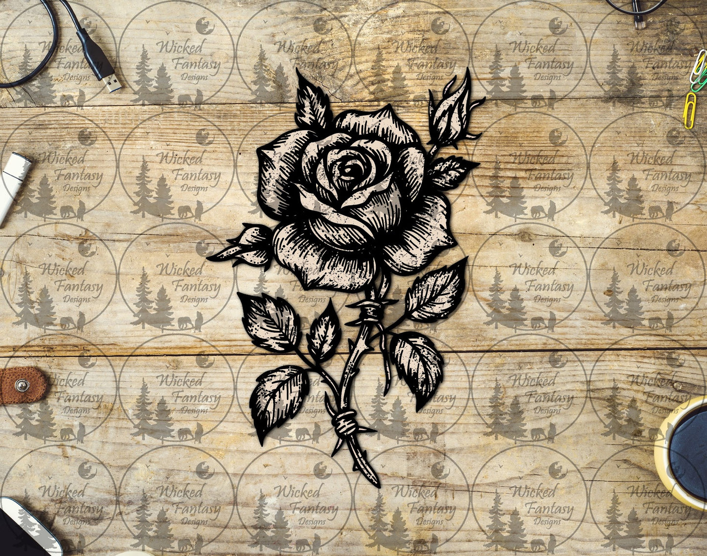 UVDTF Barb Wire Rose