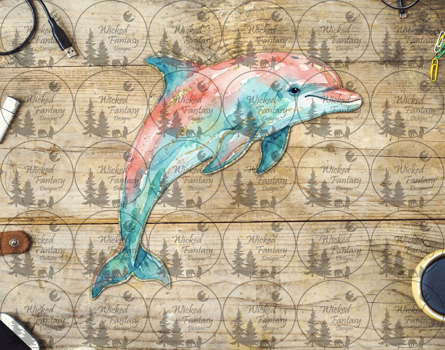 UVDTF Coral and Teal Dolphin