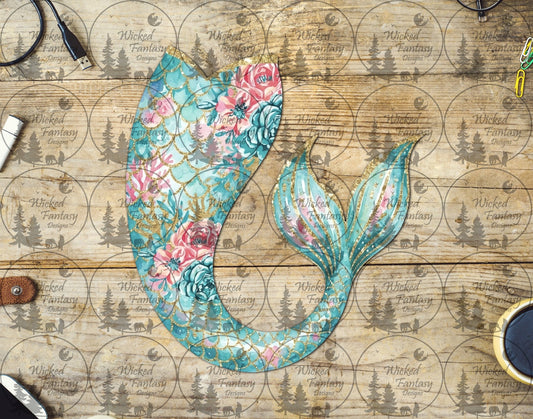 UVDTF Brushstroke Floral Mermaid Tail