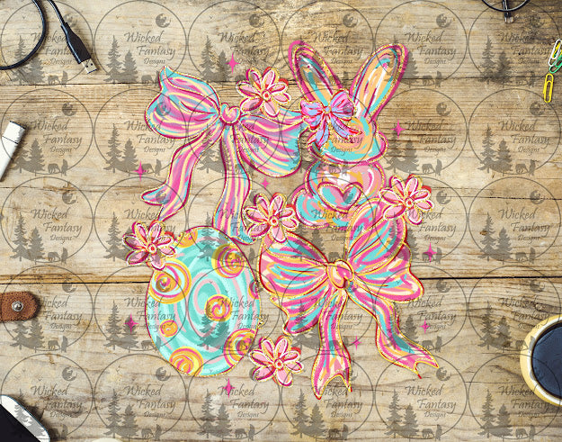 UVDTF Pastel Brushstroke Bunny and Bows