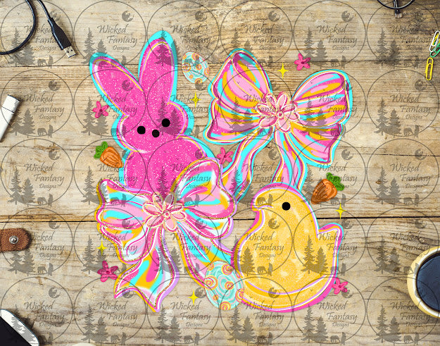 UVDTF Brushstroke Bows and Bunny