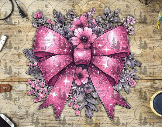 UVDTF Pink Floral Double Bow