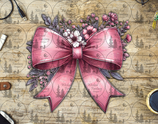 UVDTF Pink Floral Bow