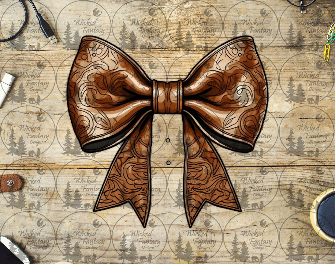 UVDTF Tooled Leather Bow