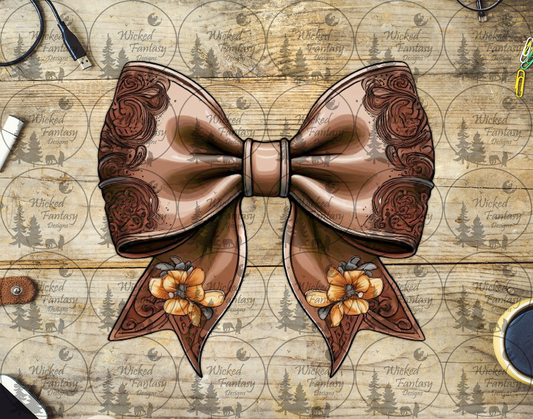 UVDTF Leather Bow with Flowers
