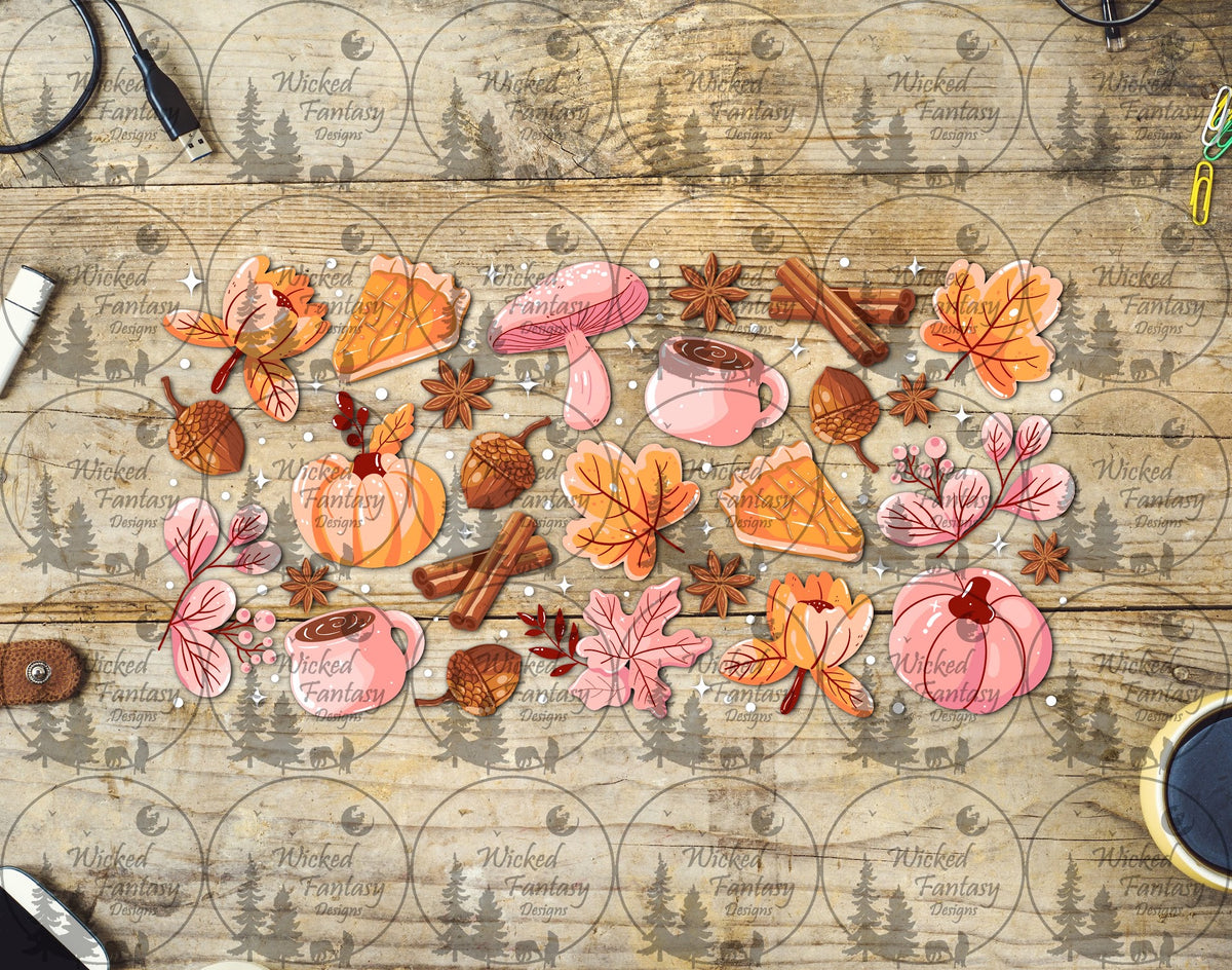 UVDTF Pumpkin Pie and Autumn Leaves 16oz 40oz