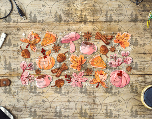 UVDTF Pumpkin Pie and Autumn Leaves 16oz 40oz