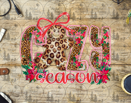 UVDTF Cozy Season Leopard Print Gingerbread Man