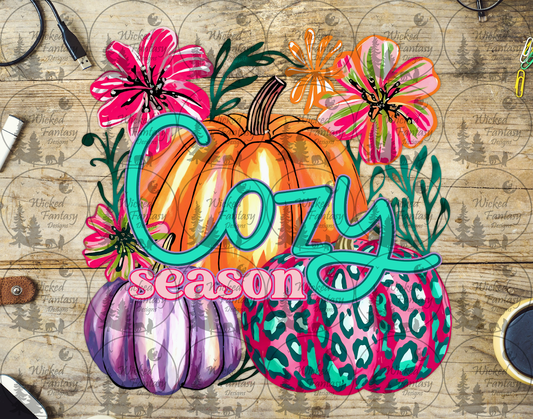 UVDTF Cozy Season Colorful Pumpkins and Flowers