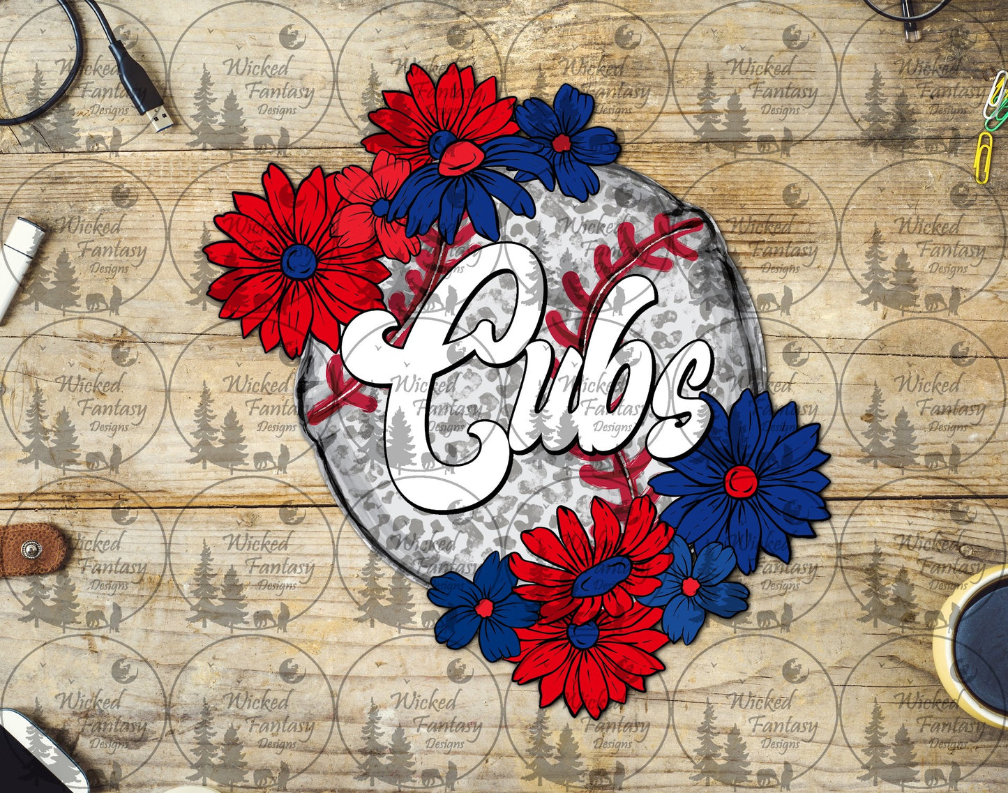 UVDTF Baseball Leopard Floral Cub