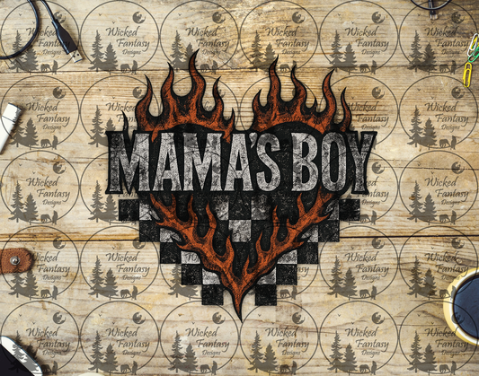 UVDTF Mama's Boy Grunge Flames and Checkered