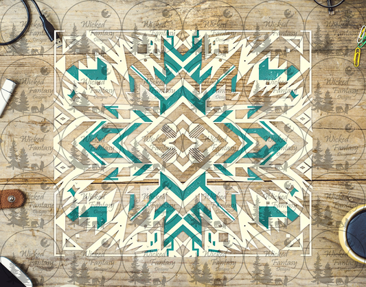 UVDTF Cream and Teal Southwestern 20oz 30oz 10"x10" Element