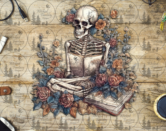 UVDTF Floral Skeleton with Book