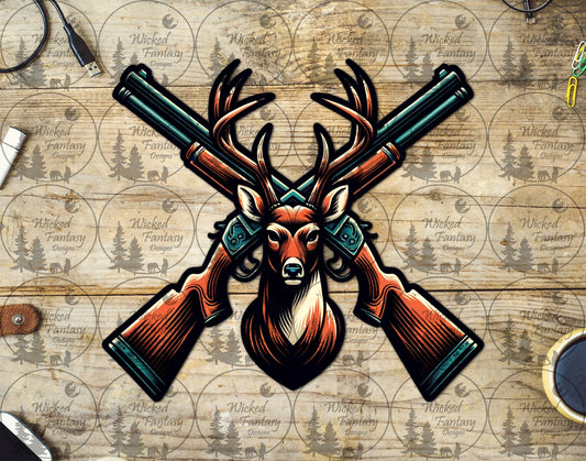 UVDTF Deer with Crossed Rifles